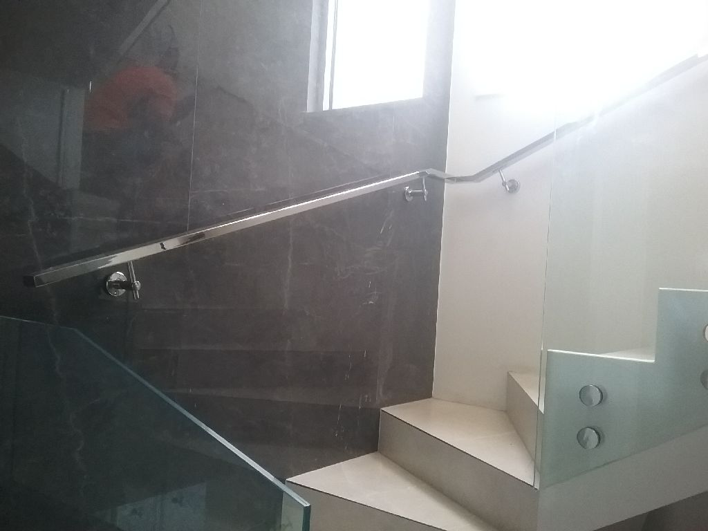 Internal Stainless Steel Handrail - glass