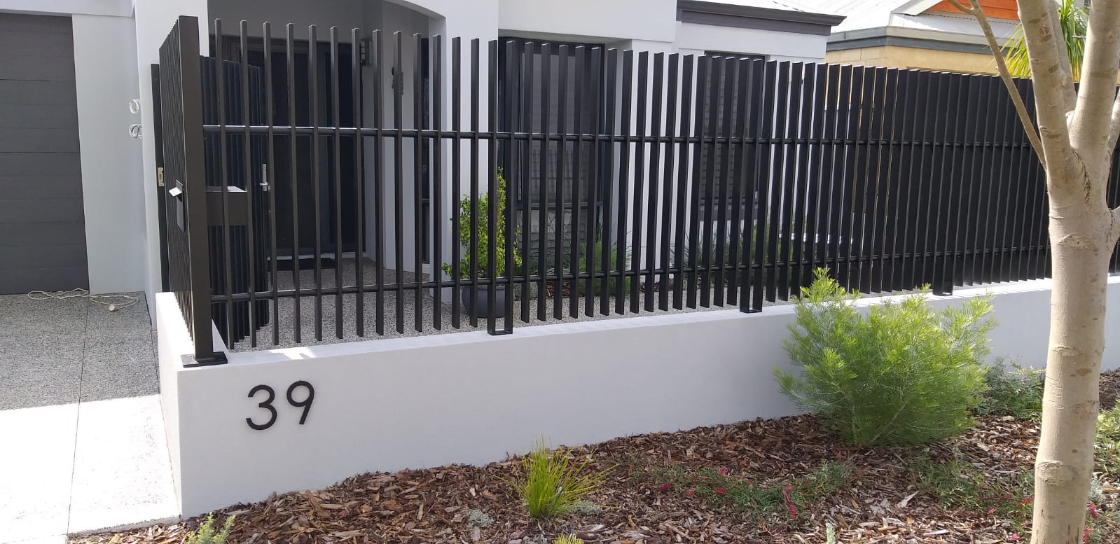 Aluminium Whitby blade fence - house number